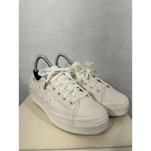 Kate Spade Keds White Flower Triple Kick Platform Size 7.5